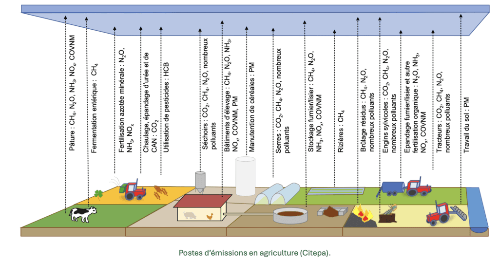 origine des émissions de gaz à effet de serre de l'agriculture